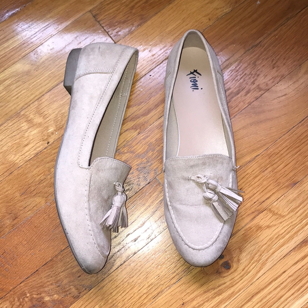 Faux suede tan flats women’s size 10